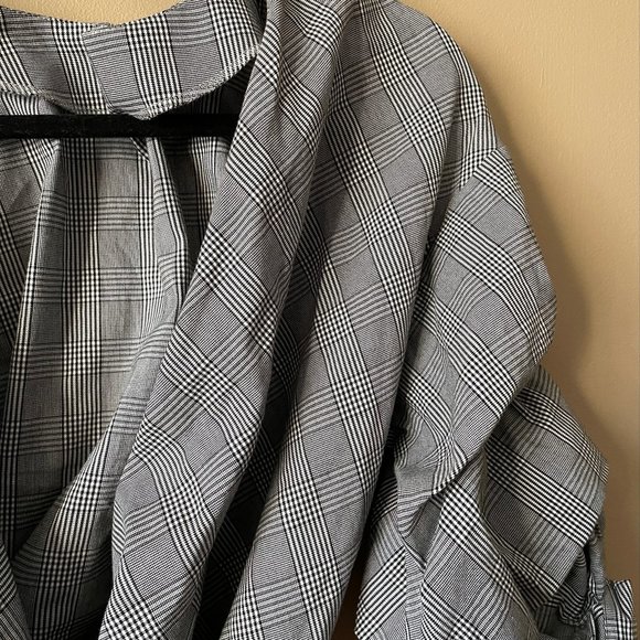 Zara Woman Black & White Plaid Wrap Shirt - Picture 6 of 10